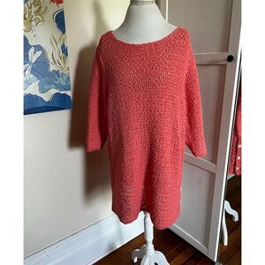 J. Jill Coral Open Knit Pullover Swimsuit Coverup Women's Size L